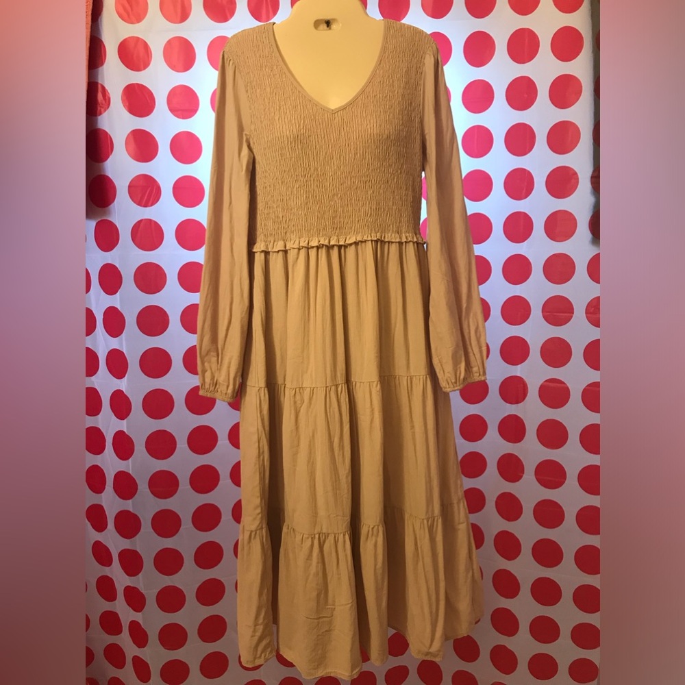 Boho cream colour lined dress
